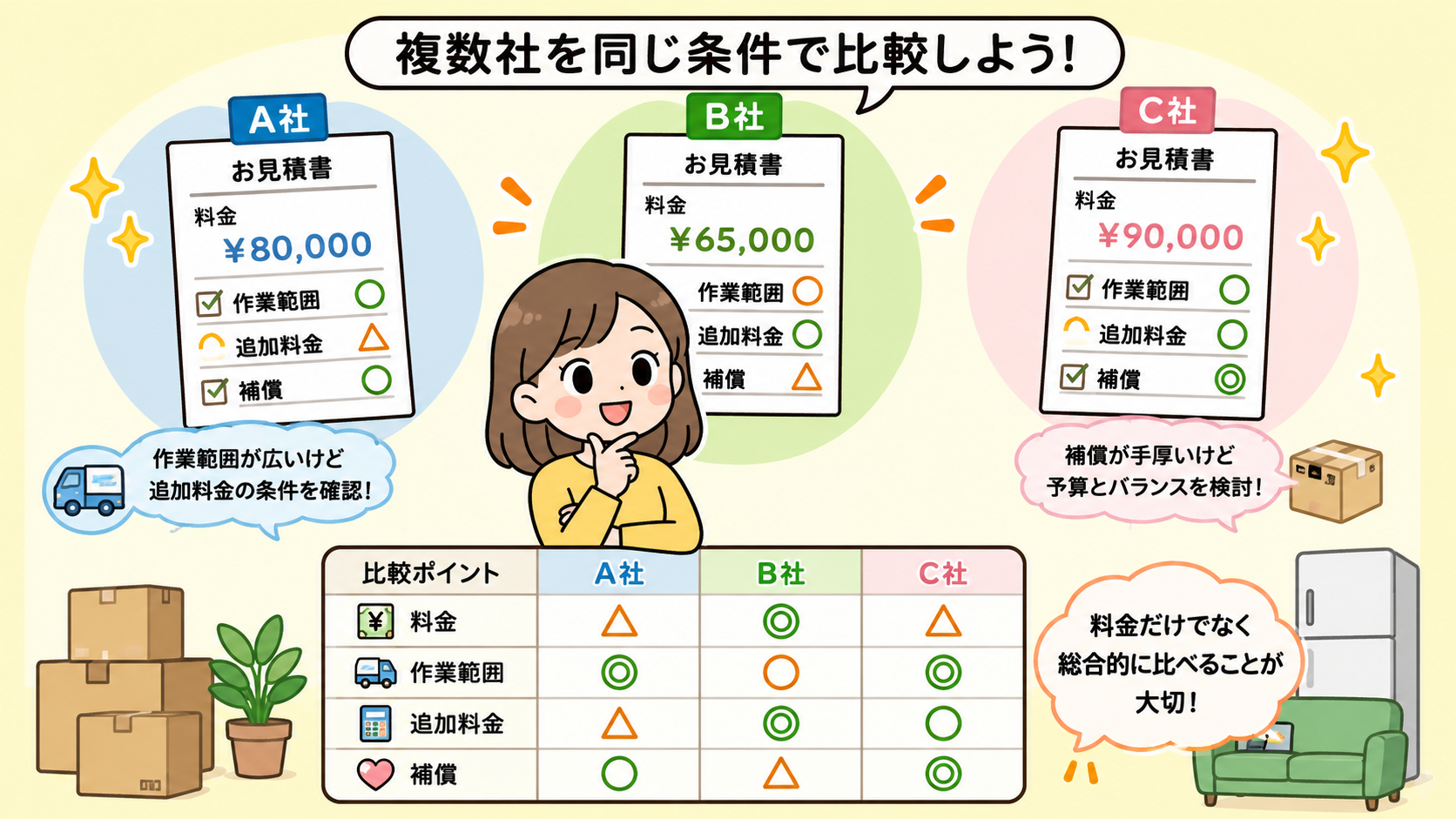 引越し業者は相見積もりで比較する