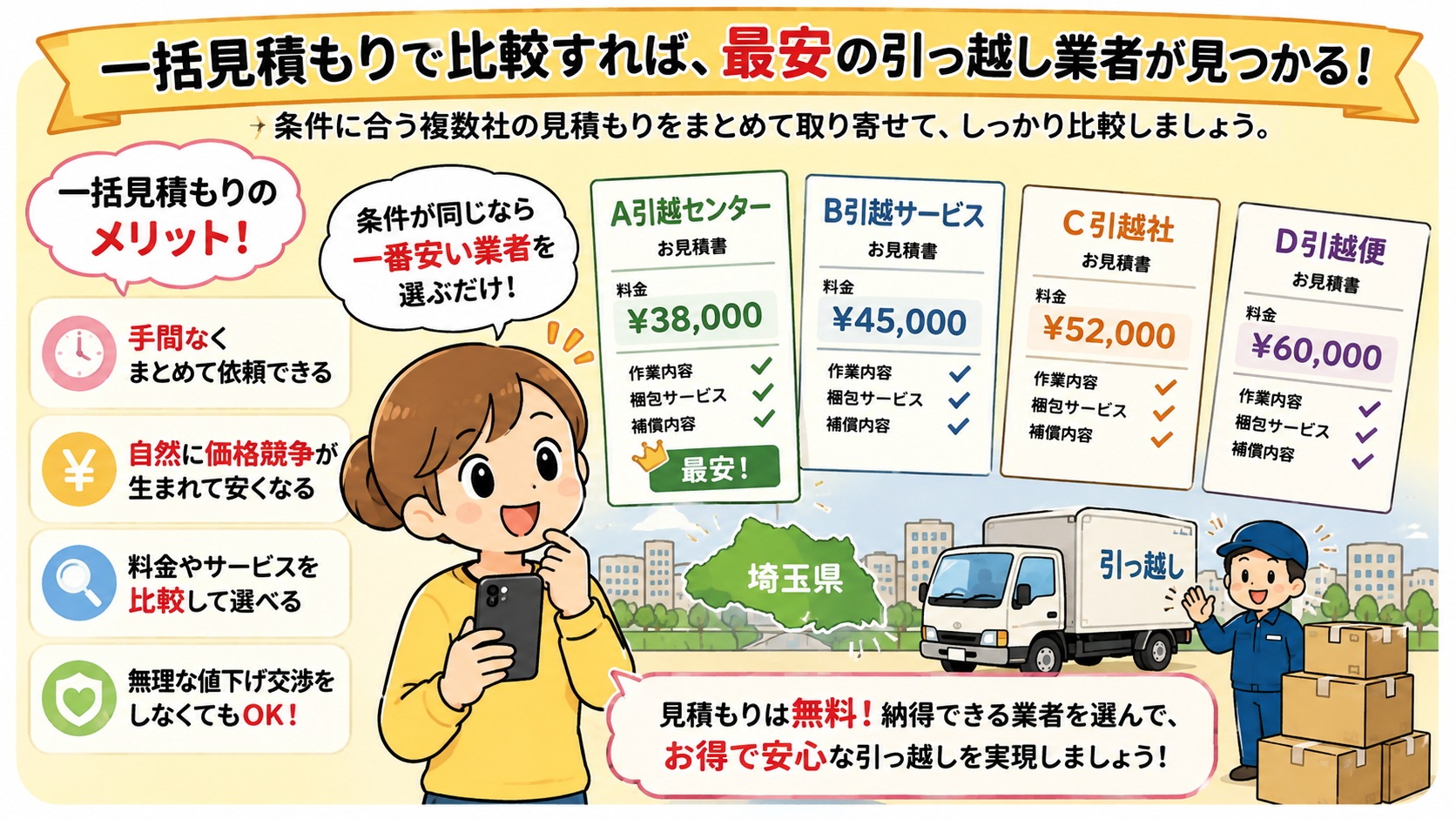 埼玉の引っ越しが安い業者の一括見積もり