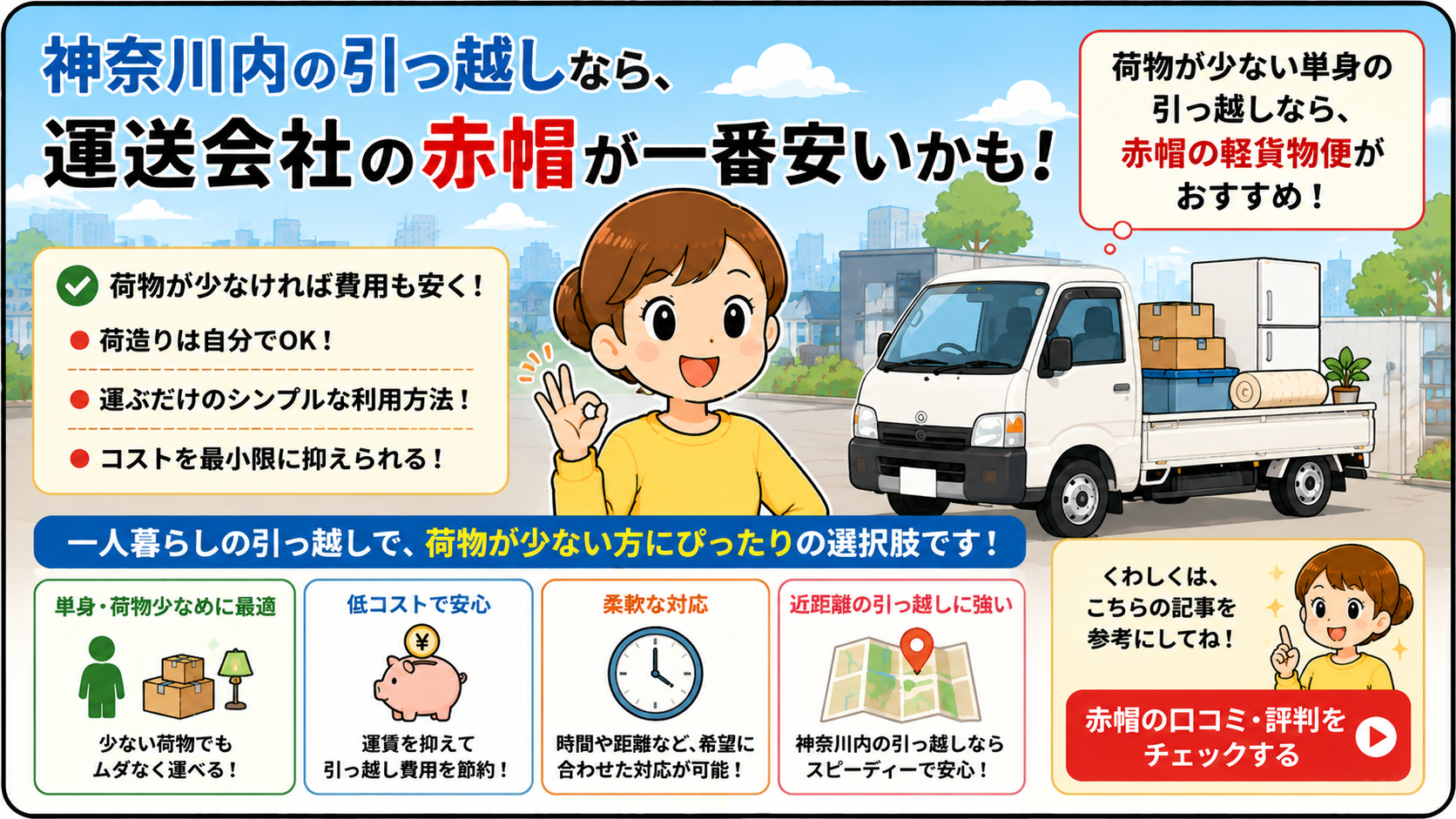 神奈川の引っ越しが安い業者なら赤帽