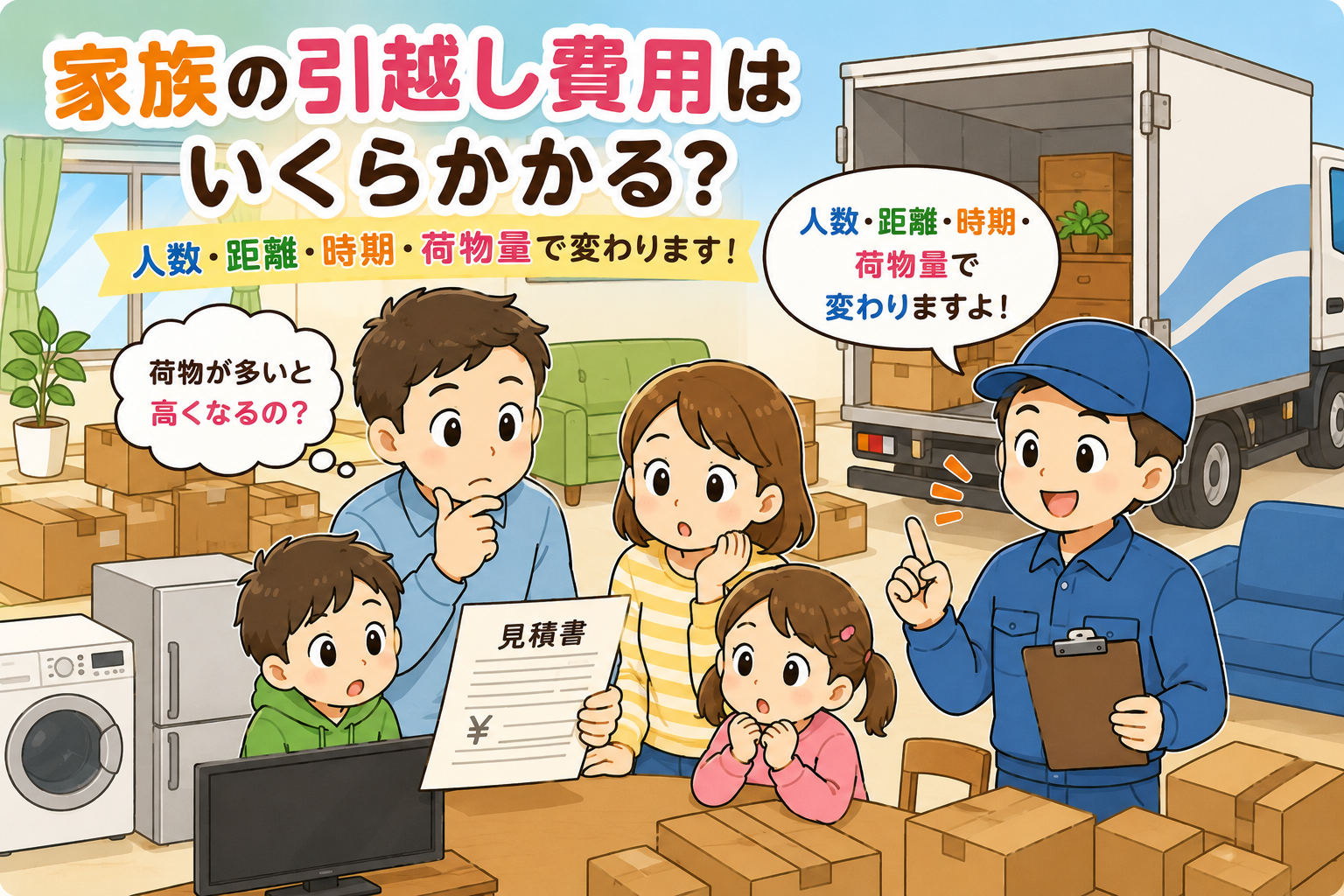 3人・4人・5人家族の引越し費用相場