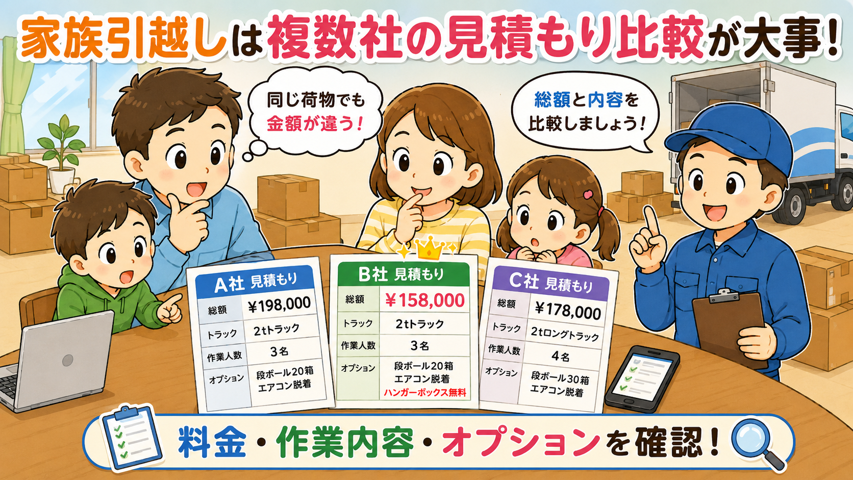 複数社を同じ条件で比べる