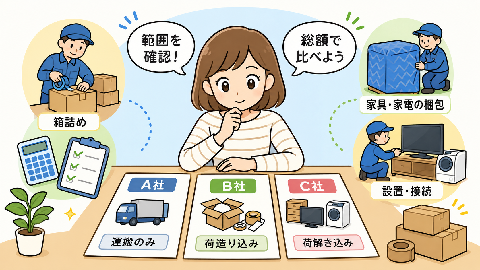 料金は荷物量と作業範囲で決まる