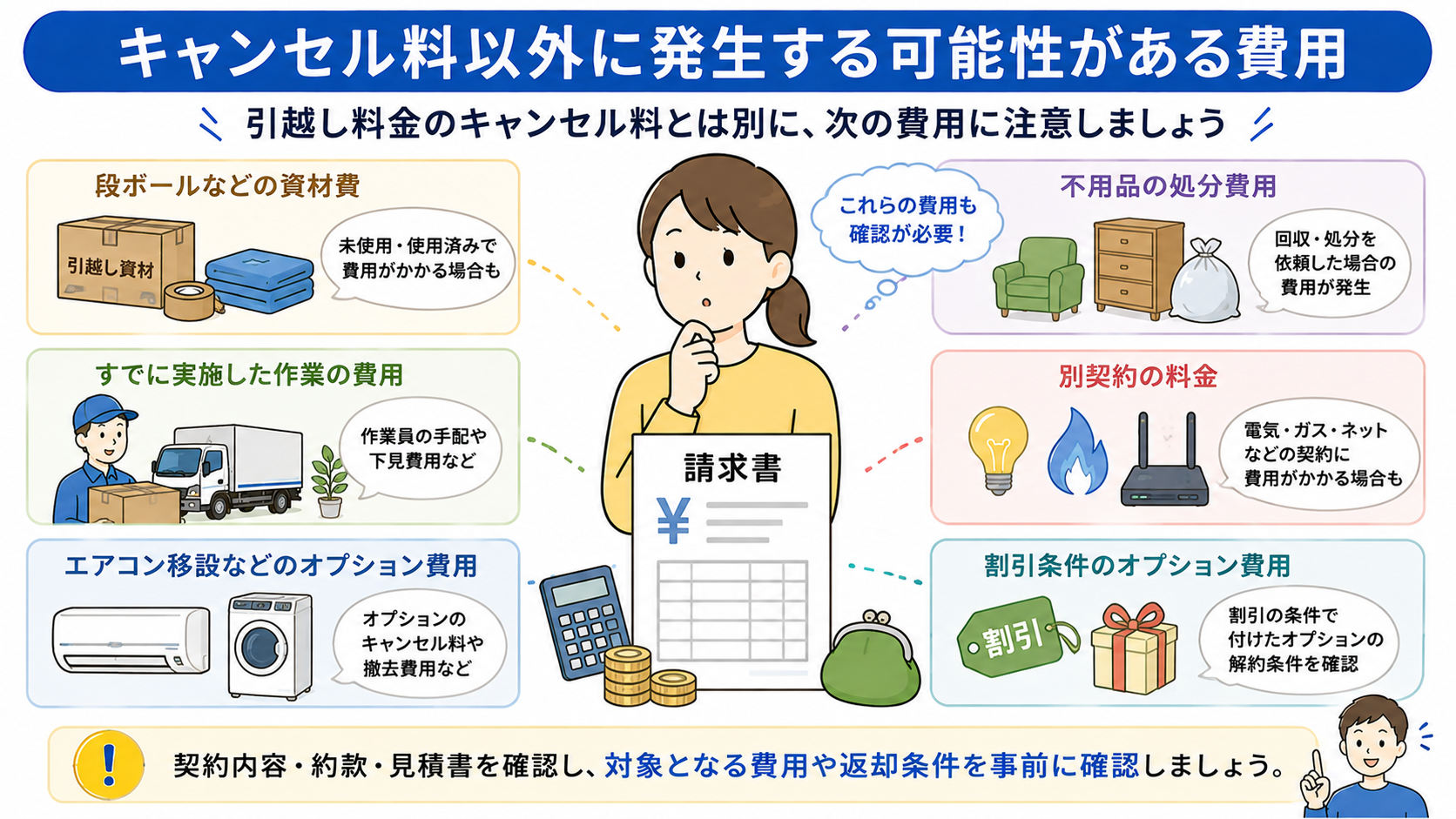 キャンセル料以外に注意したい費用