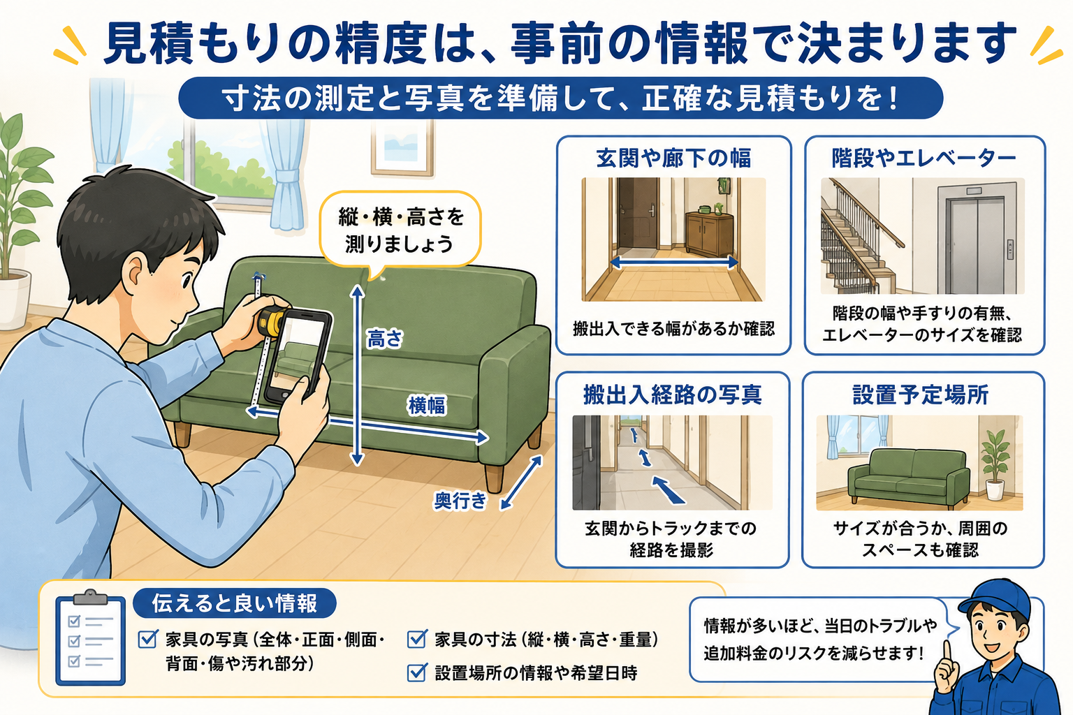 家具の引越し見積もり前に伝える情報