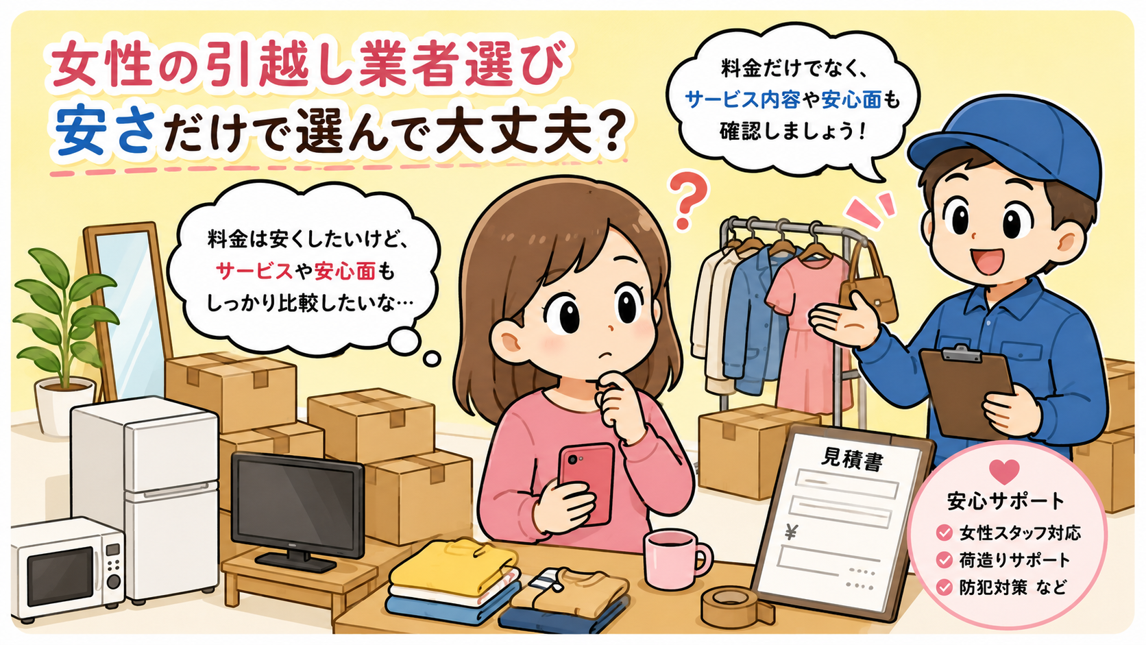 女性の引越しが安い業者は？単身女性向け比較と選び方
