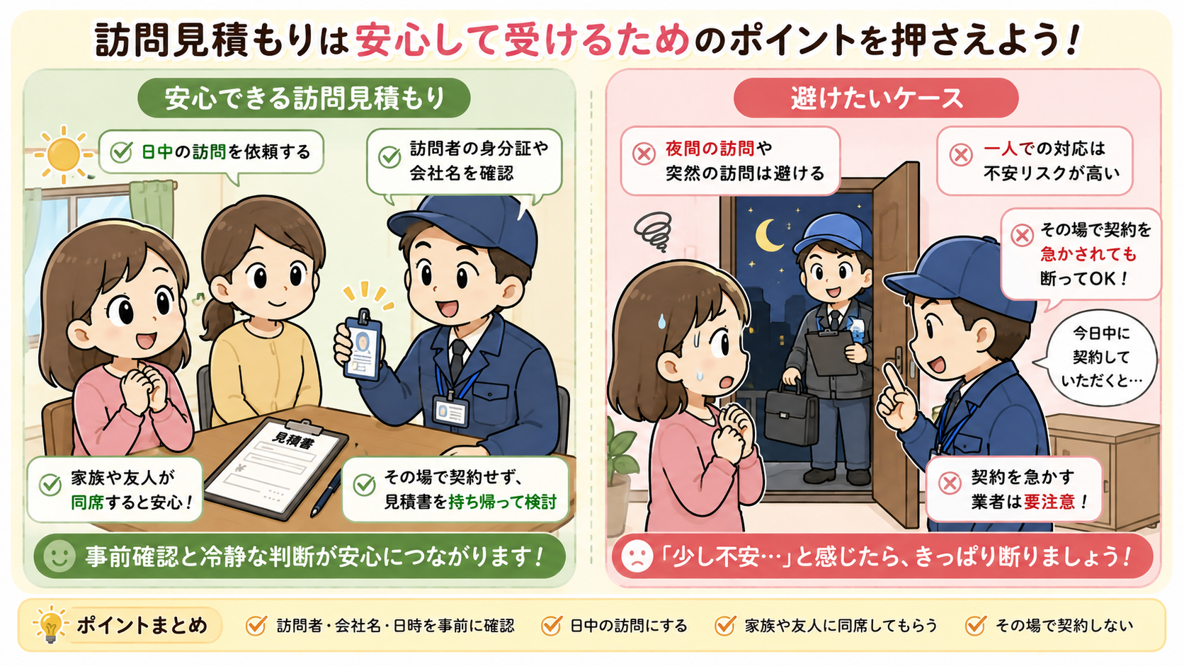 訪問見積もりで女性が確認したいこと