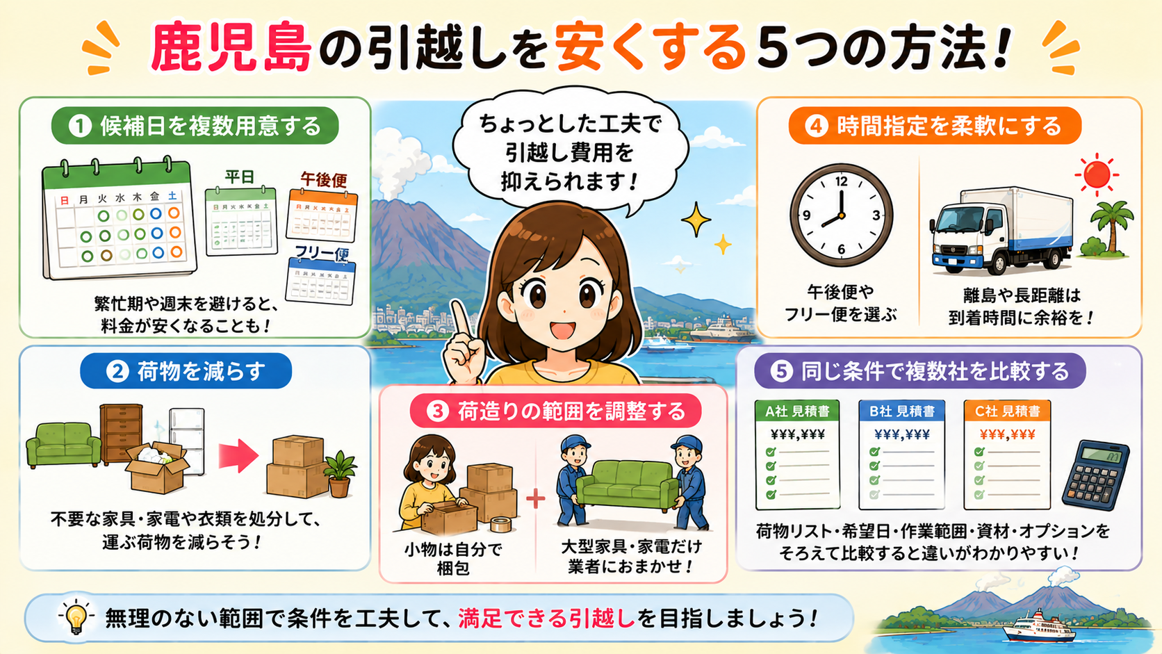 鹿児島の引越しを安くする方法