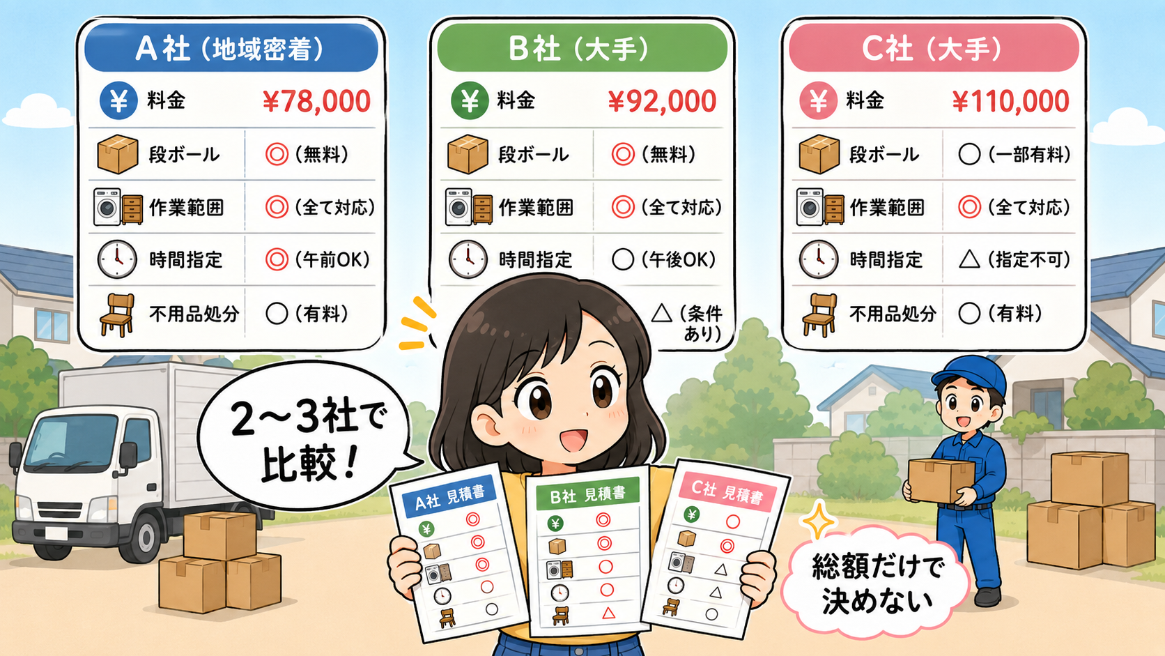 大手引越し業者と比較する方法