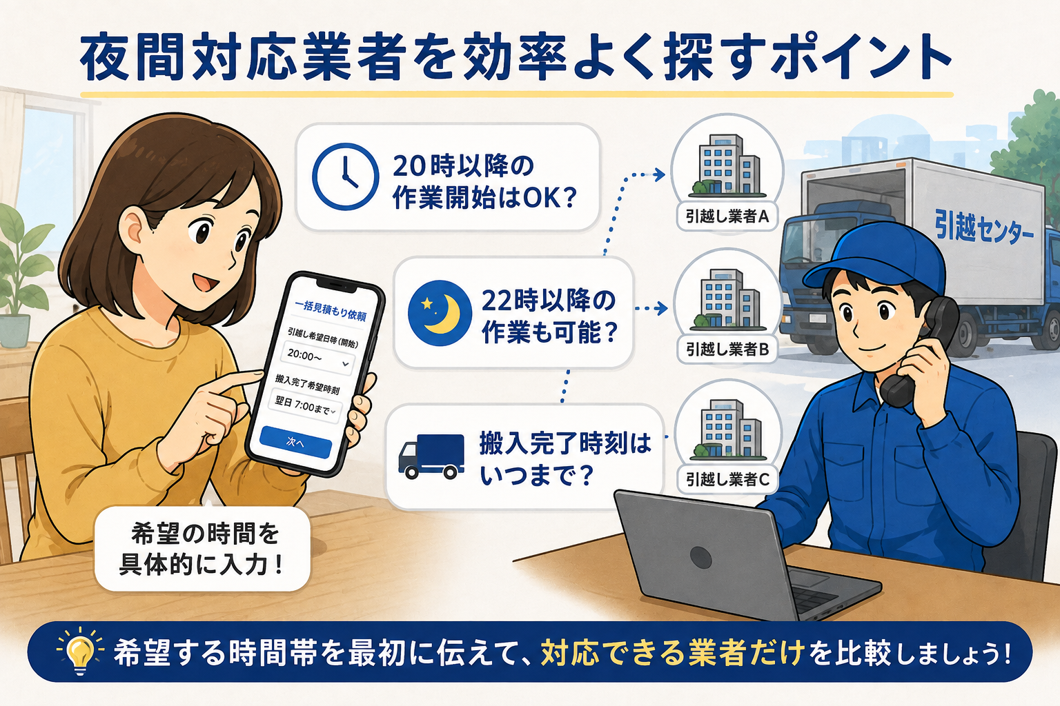 夜間引越しに対応できる業者の探し方